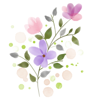 a watercolor painting of pastel colored flowers