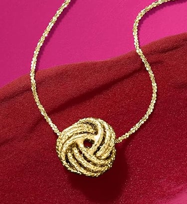 Prom Idea Italian 14kt Yellow Gold Textured Love Knot Necklace