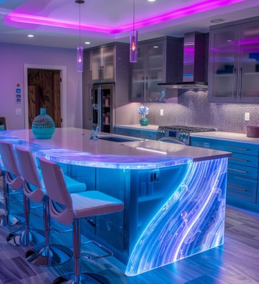 Amazing blue lights installed by Domestic Electrician in UK.