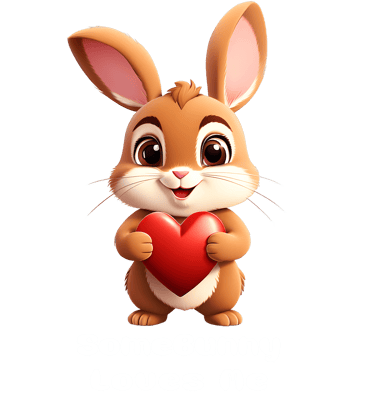 a bunny rabbit holding a heart shaped red heart