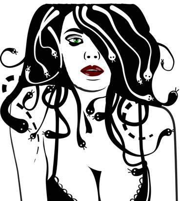 black and white Medusa artwork