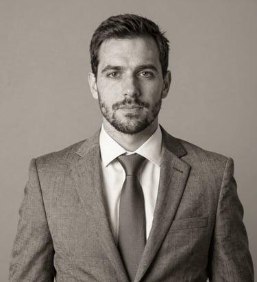 Professional headshot of a confident businessman in a grey suit and tie.