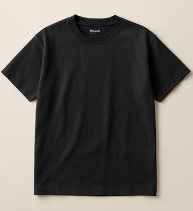 a black t - shirt with a white background