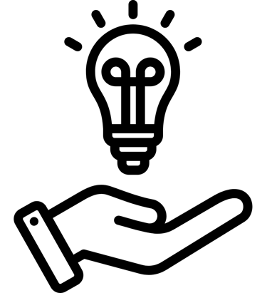 desenho de uma mão sujeitando uma lâmpada