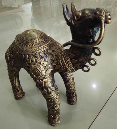 "Handcrafted designer brass camel in standing posture with fine details, right side-Suitable for export"