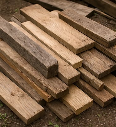 tas de vieux bois de construction