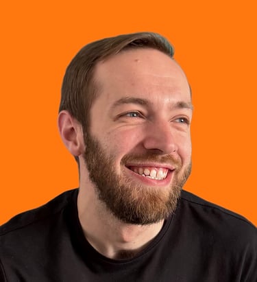 Headshot of founder/designer facing to the right