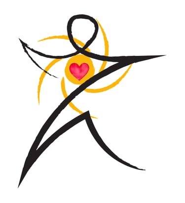 a drawing of a figure with a sun like drawing in the background with a heart in the middle
