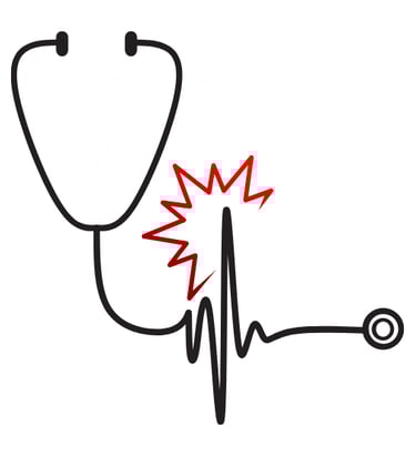 stethoscope with a heartbeat line highlighted with a red outline 