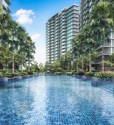 Modern luxury residential towers. The Chuan Park next to Lorong Chuan MRT