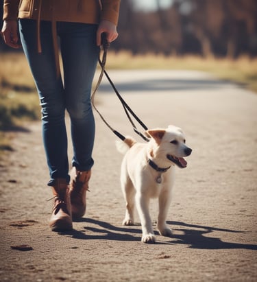 A happy puppy and owner sharing a gentle moment outdoors at sunset.