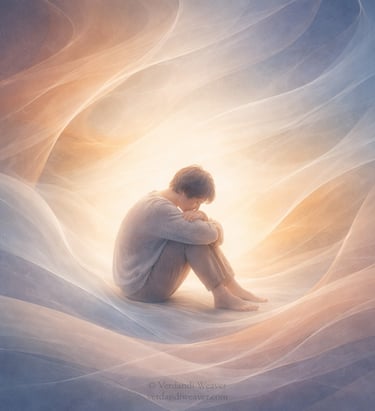 emotional and energetic layers, symbolizing overwhelm, inner complexity, everything happening now