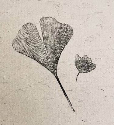 A beautiful hand printed ginkgo leaf