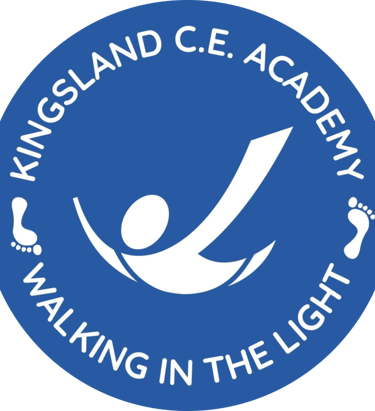 a blue and white logo with the words walking in the middle of the image