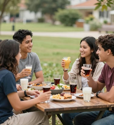 Bamboo stalks vertically rising from a forest floor covered with dry leaves and twigs. The backdrop is filled with lush green foliage, creating a natural and tranquil setting.