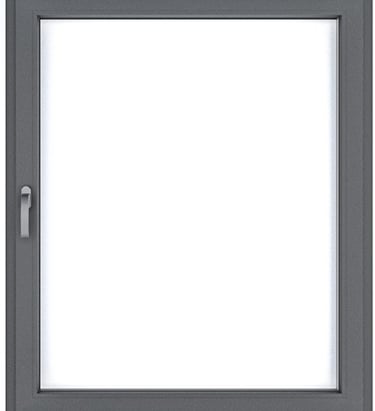 a window with a white frame and a gray door