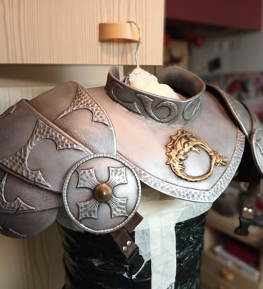 patinated knight armor for cosplay made of EVA foam