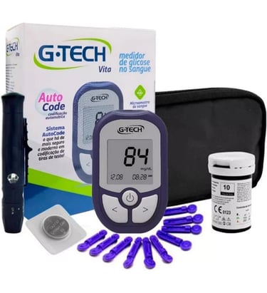 Medidor Glicose Diabete Gtech Vita Kit