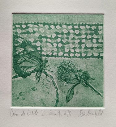 Papillon trèfle gravure eau-forte