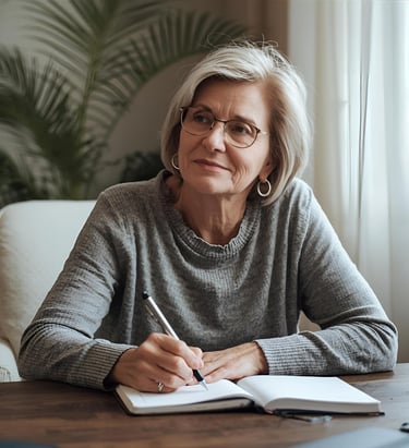 Elle écrit sur son carnet de bord "Ose ta vie"