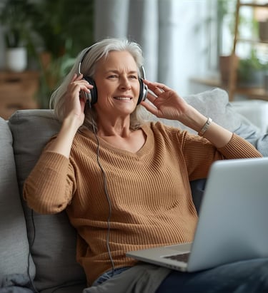 Elle écoute les audio de "Ose ta vie"