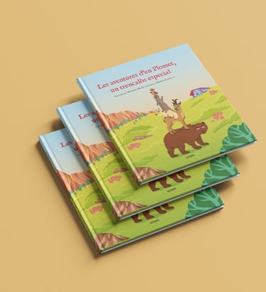 Catalan children's book cover featuring animals stacked on a bear in a mountain landscape.