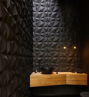 panneau 3d pvc géométrique noir toilette