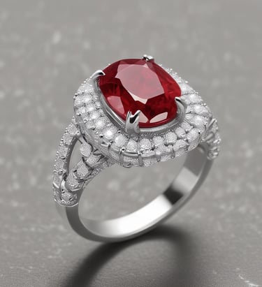 A display of elegant jewelry including a central necklace with a large gemstone, earrings, and other jewels arranged on a soft, neutral-colored surface under soft lighting.