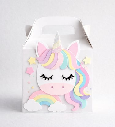 Unicorn themed kids party box