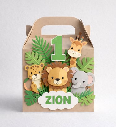 Safari themed personalised party box