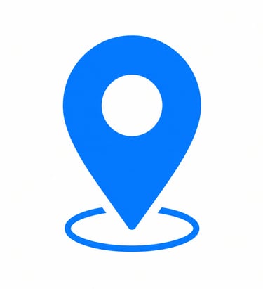 A blue map pin location icon isolated on a white background for GPS navigation and tracking.