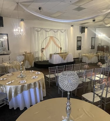 Gold Wedding Decor for Prestige Banquet and Event Center