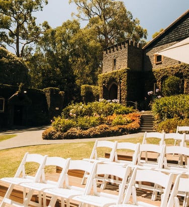 Avalon Castle exterior stone building surrounded by gardens Melbourne wedding venue