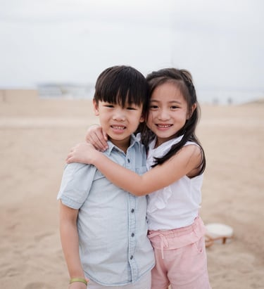 Children portrait during a beach family photography session at The Laguna Bali