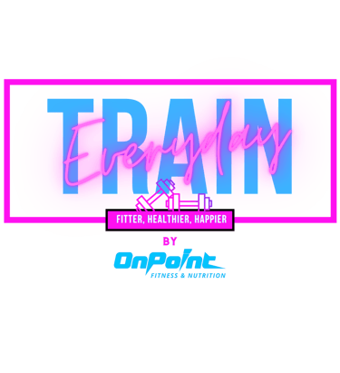 logo of train everyday with the words fitter, healthier, happier