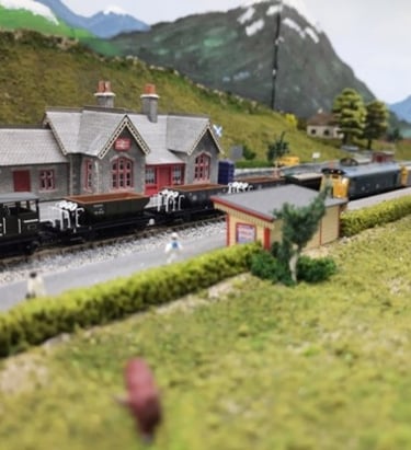 Tannochbrae station with a ballast train waiting for the local goods to pass.