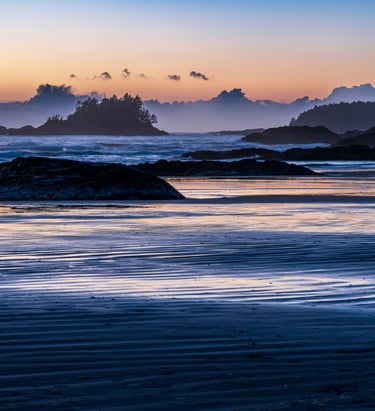 a group surf lesson at a beach near Tofino BC