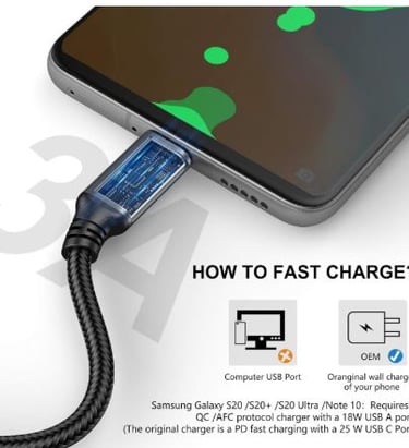 5-pack 6ft USB-C charging cables, nylon braided.