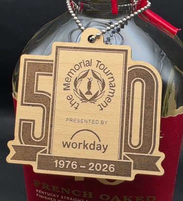 Bottle tag for the Memorial's Maker's Mark bottles