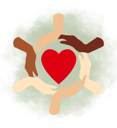 Community Hands around a Red Heart