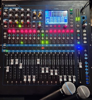 Audio mixer board.