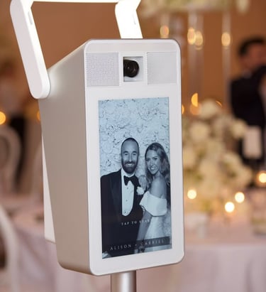 Sweet 16 birthday party guests posing in affordable portable photo booth