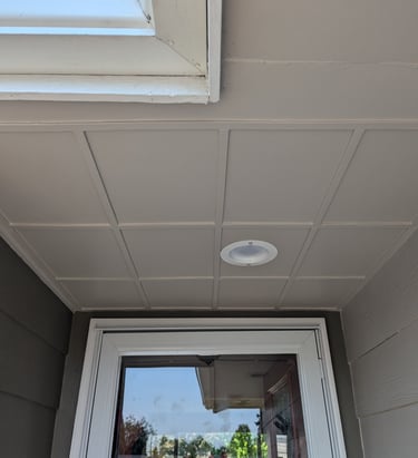 Flat coffered ceiling on a front porch