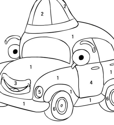 צבעו את אוטוטו בהתאם למספרים