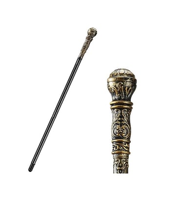 Antique Gold Cane Decorative Sliver Cane Prop Costume Scepter Colsplay 