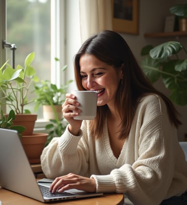 a photo of Sanem Aydın Yayla working online at home