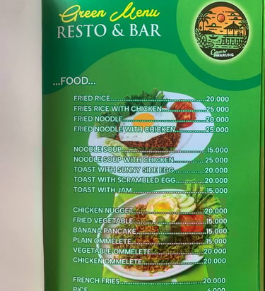 a menu listing on a menu of a restaurant