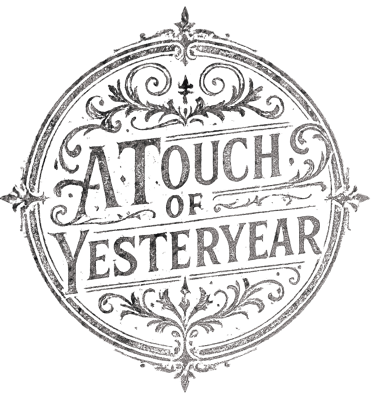 logo in vintage engraved lettering with Victorian flourishes on parchment.