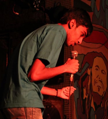 Tarang Hardikar, a stand up comedian performs at an Orange Octopus event in 2017.