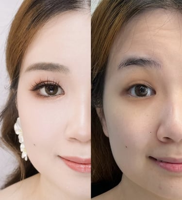 香港婚禮新娘化妝師妝前妝後對比-單眼皮眼型調整